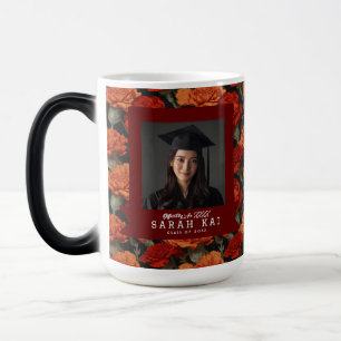 Trendy Carnation Print Mom Graduation Gift Magic Mug