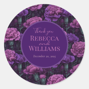 Trendy Carnation Themed Countryside Wedding Classic Round Sticker