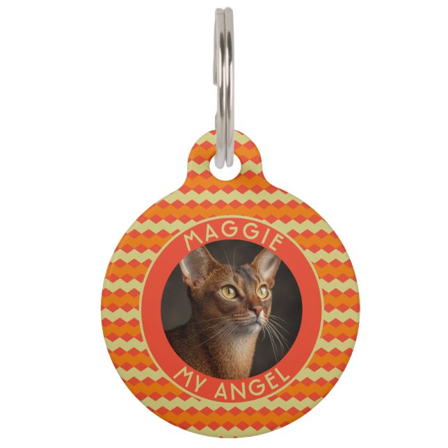 Trendy Cat Gift Chevron Pattern Pet Tag (Front)