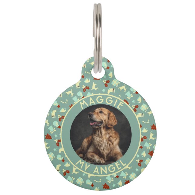 Trendy Cat Lover Present Christmas Pattern  Pet Tag (Front)