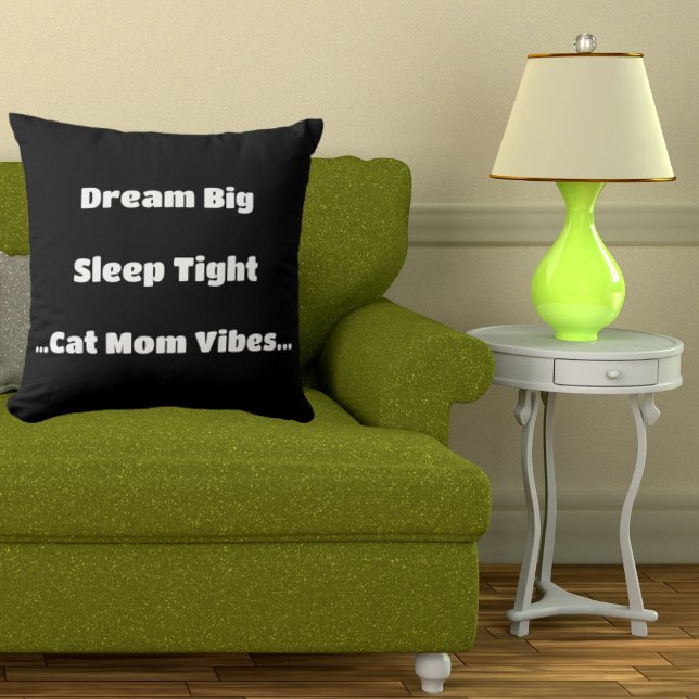 Trendy Cat Mom Funny Quote Cute Cool Modern Black Throw Pillow (Creator Uploaded)