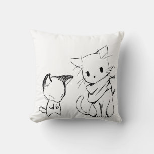 Trendy cat print square throw pillow