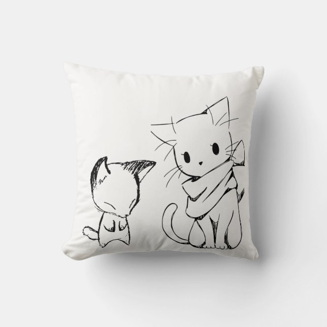 Trendy cat print square throw pillow (Front)
