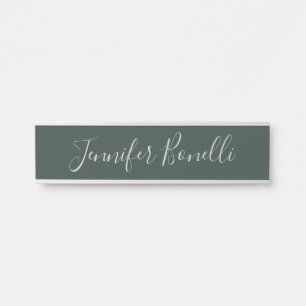 Trendy Celtic Greyish Green Modern Add Own Name Door Sign