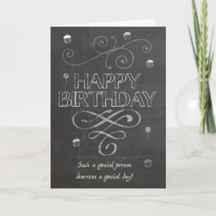 Trendy Chalk Board Effect Birthday Greeting Card
