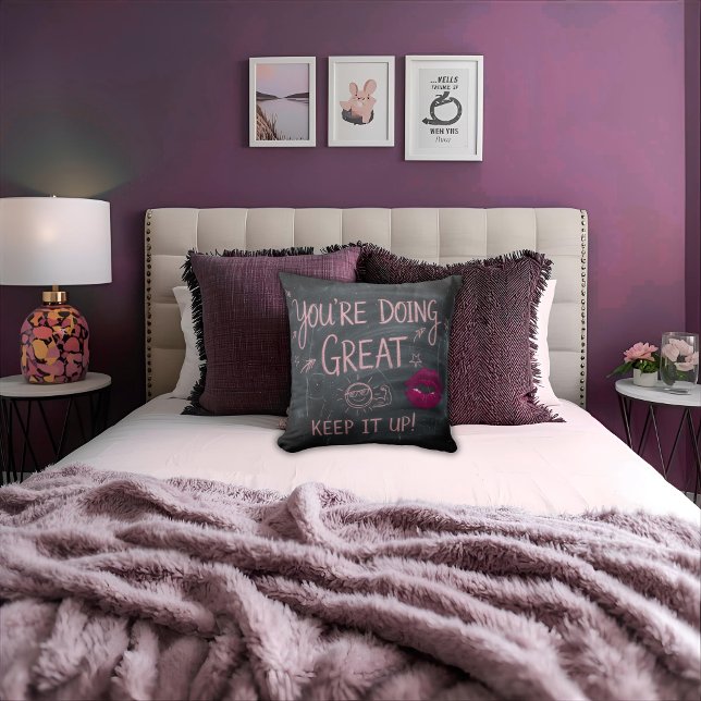 Trendy Chalk Board Girly Motivational Quote  Throw Pillow (Creator Uploaded)