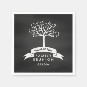 Trendy Chalkboard Look with Tree Family Reunion Napkin