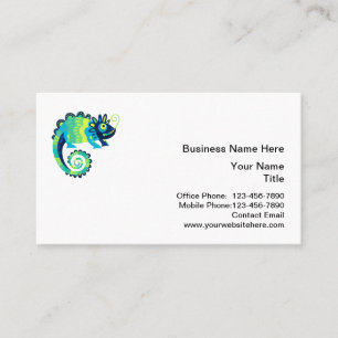 Trendy Chameleon Animal Logo Business Cards