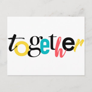 Trendy, cheerful, urban typography of Together Postcard