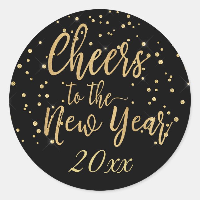 Trendy Cheers to the New Year Classic Round Sticker (Front)