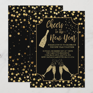 Trendy Cheers to the New Year Party Invitation