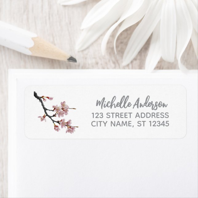 Trendy Cherry Blossom Tree Branch Adresse de retou (En situation)