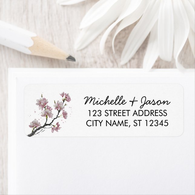 Trendy Cherry Blossom Tree Branch Return Address (Insitu)
