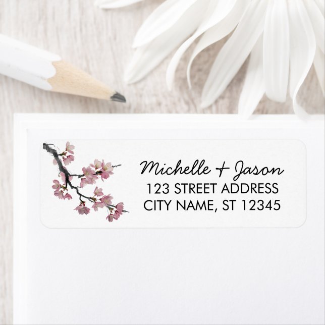 Trendy Cherry Blossom Tree Branch Return Address (Insitu)