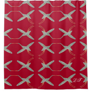 Trendy Cherry Red Modern Chic Crane birds