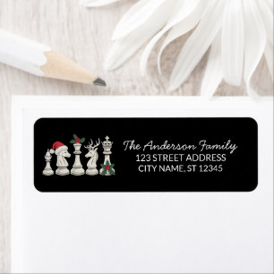 Trendy Chess Pieces Christmas Return Address      