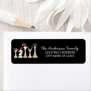 Trendy Chess Pieces Christmas Return Address      