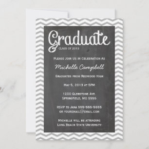 Trendy Chevron & Chalkboard Graduation Invitation