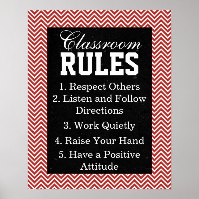 Trendy Chevron Classroom Rules Poster (Front)