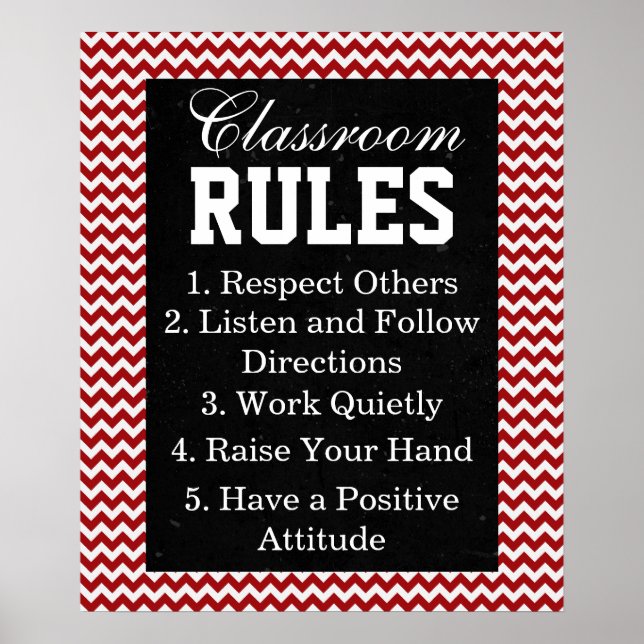 Trendy Chevron Classroom Rules Poster (Front)