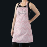 Trendy Chevron Pattern large script name yellow Apron<br><div class="desc">A bold, graphic design with yellow and white zig zags with a fun grey handwritten script to add your name or any text. You can add a name, monogram or other custom text. If you need to move the art around, click on the customize button to make changes. For advanced...</div>