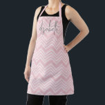 Trendy Chevron Pattern large script name yellow Apron<br><div class="desc">A bold, graphic design with yellow and white zig zags with a fun grey handwritten script to add your name or any text. You can add a name, monogram or other custom text. If you need to move the art around, click on the customize button to make changes. For advanced...</div>