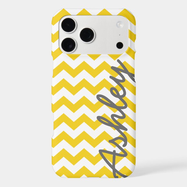 Trendy Chevron Pattern - script name yellow grey (Back)