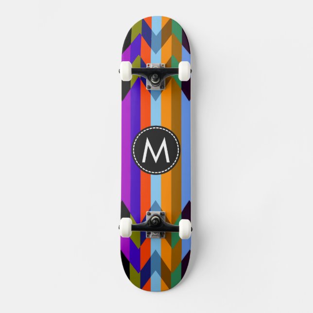 Trendy Chevron Stripes Pattern #18 Skateboard (Front)