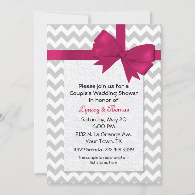 Trendy Chevron Wedding Shower Invitation (Front)