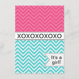 Trendy Chevron XOXO Baby Shower Invitation ~ Girls