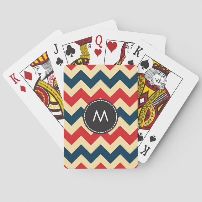Trendy Chevron Zigzag Pattern Playing Cards (Back)