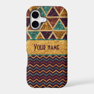 Trendy Chevrons Triangles Faux Gold Foil Glitter