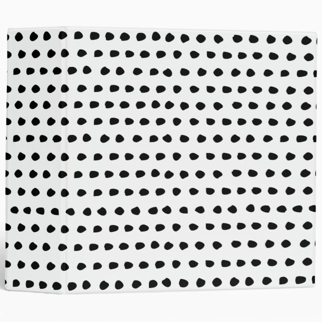 Trendy Chic Black and White Dots Pattern Binder (Front/Spine)