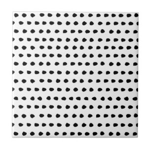 Trendy Chic Black and White Dots Pattern Tile