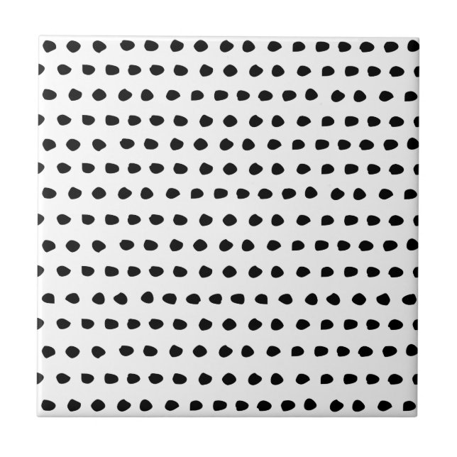 Trendy Chic Black and White Dots Pattern Tile (Front)