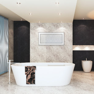 Trendy Chic Black Rose Gold Marble Bath Towel Set