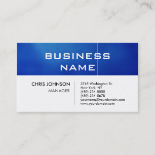 Trendy Chic Blue & White Manager Business Card