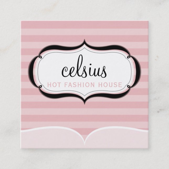 TRENDY chic boutique CARTE DE VISITE rayure rose (Devant)
