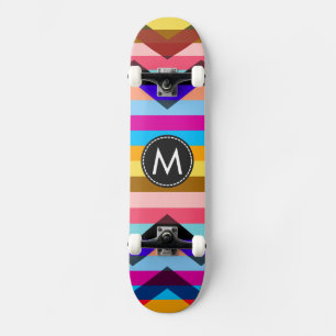 Trendy Chic Chevron Stripes Pattern #4 Skateboard