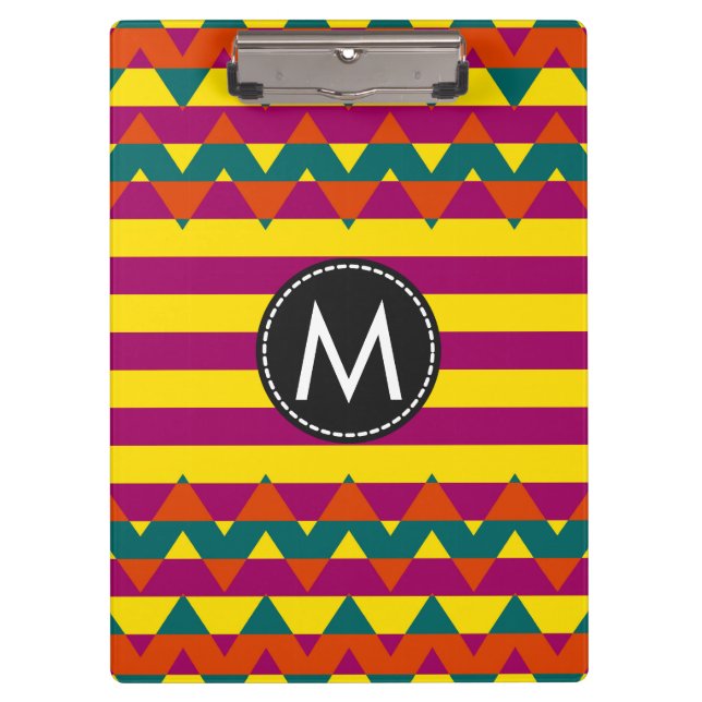 Trendy Chic Chevron Stripes Pattern Clipboard (Front)