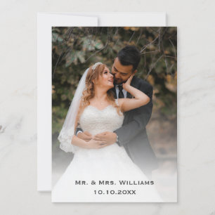 Trendy Chic Classic Bride And Groom Wedding Photo Thank You Card