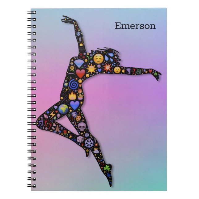 Trendy Chic Dancer on Modern Rainbow Colours Notebook (Front)