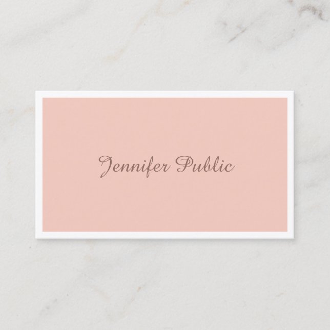Trendy Chic Freehand Script Elegant Modern Plain Business Card (Front)