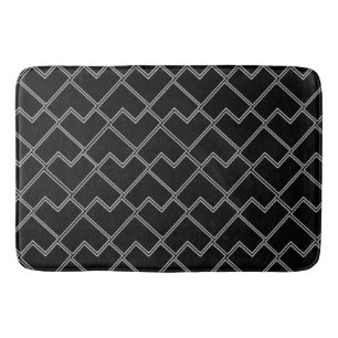 Trendy Chic Geometric Black and White Pattern Bath Mat