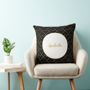 Trendy Chic Geometric Golden Pattern Throw Pillow
