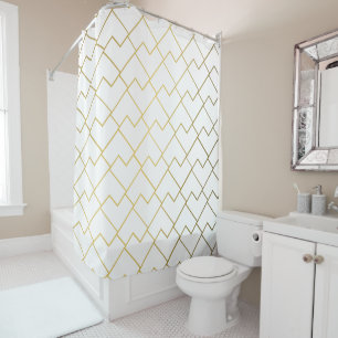 Trendy Chic Geometric Golden Tiles Pattern Shower