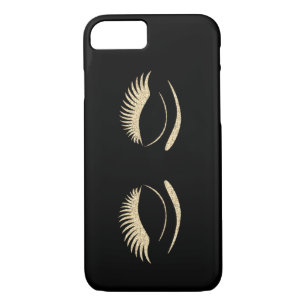 Trendy Chic Glitter Gold Faux Lashes, Black Case-Mate iPhone Case
