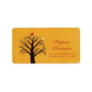 Trendy chic gold red birds avery address label