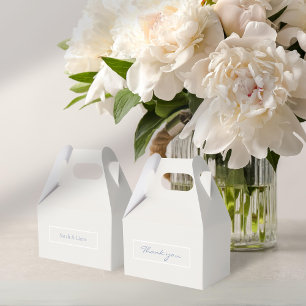 Trendy Chic Light Beige & Blue Floral Wedding Favor Box
