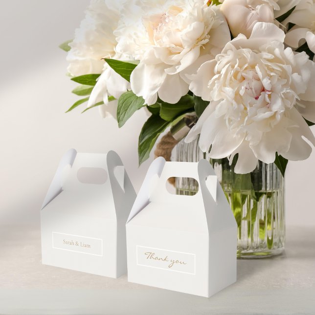 Trendy Chic Light Beige & White Floral Wedding  Favor Box (Creator Uploaded)